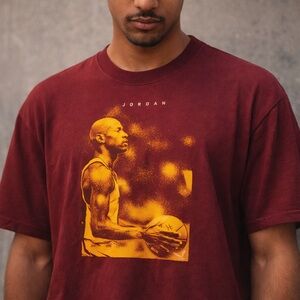 Jordan Brand Burgundy and Gold Graphic Basketball Tee Streetwear